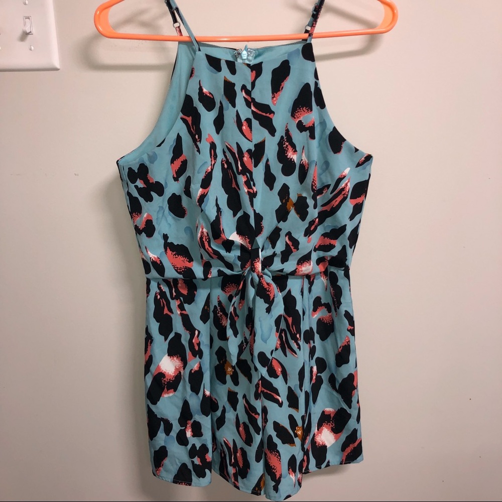 She + Sky Blue Cheetah Print Romper Size small (S)